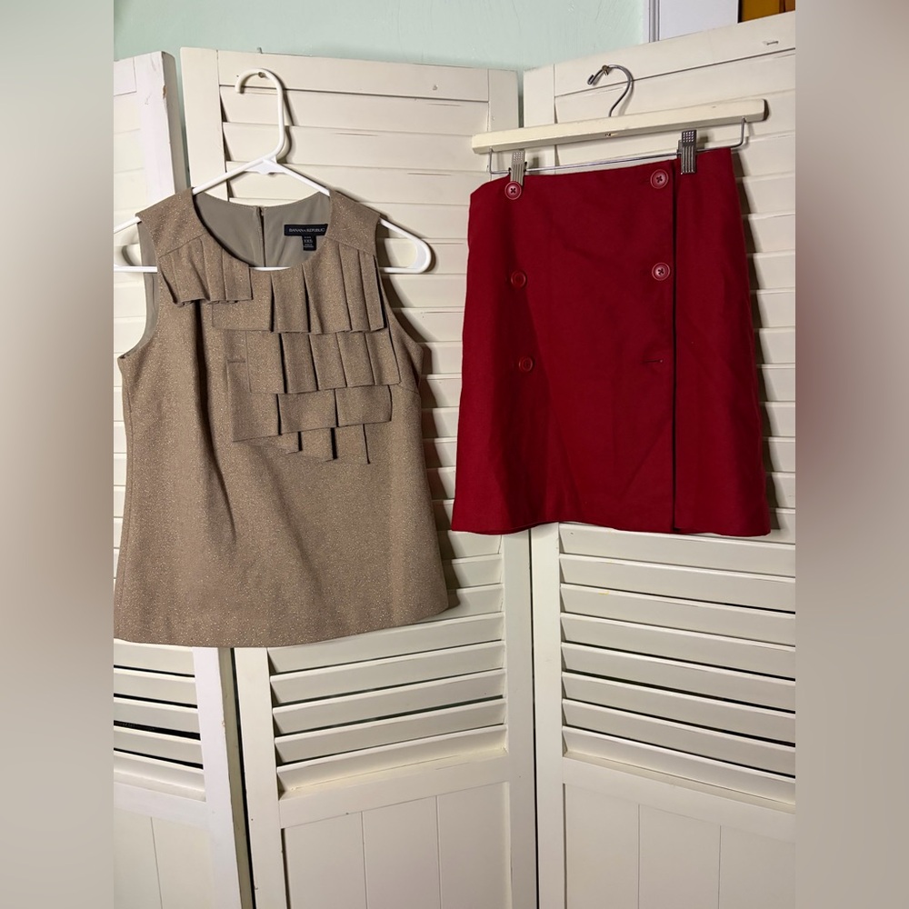 Two piece outfit including Ann Taylor wool skirt and Banana Republic wool top